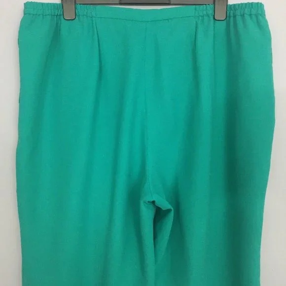 Jessica London Womens Plus Size 24P Teal 100% Polyester Elastic Waist Trousers - Picture 5 of 8